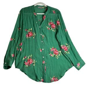 Green Floral Button Down Shirt